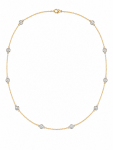 14K TWO TONE DIAMOND STATION NECKLACE