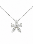 14K WHITE GOLD DIAMOND FLOWER PENDANT