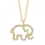 14K YELLOW GOLD DIAMOND ELEPHANT PENDANT