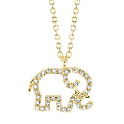 14K YELLOW GOLD DIAMOND ELEPHANT PENDANT
