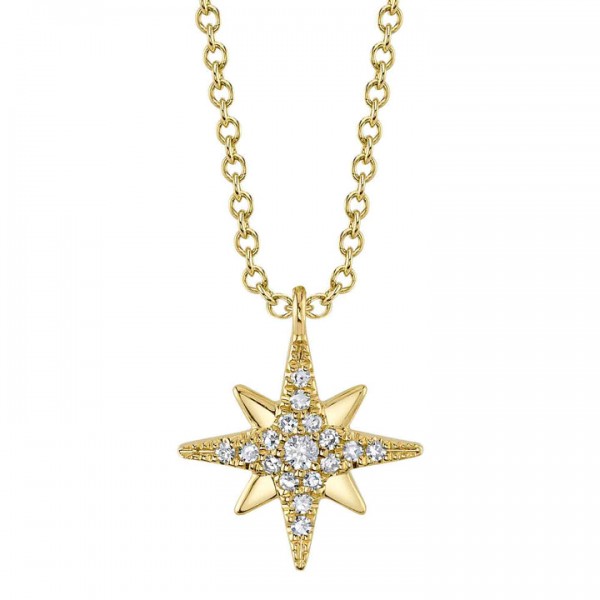 14K YELLOW GOLD DIAMOND NORTH STAR NECKLACE
