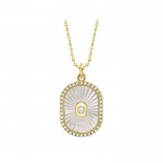 14K YELLOW GOLD DIAMOND & MOTHER OF PEARL PENDANT