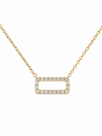 14K YELLOW GOLD DIAMOND OPEN RECTANGLE PENDANT NECKLACE