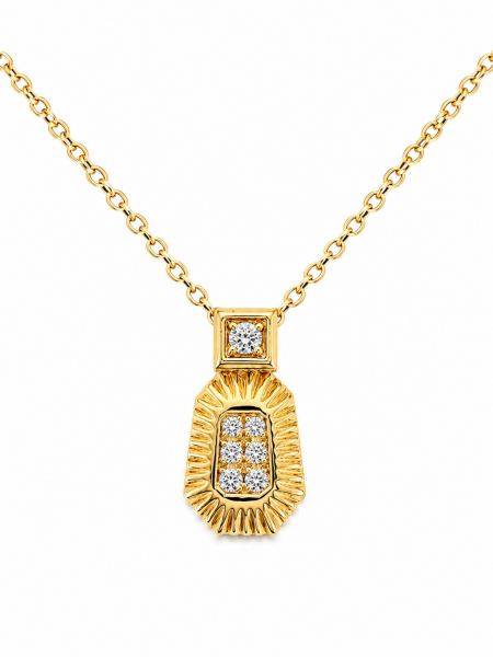 14K YELLOW GOLD DIAMOND DROP PENDANT NECKLACE