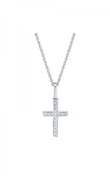 14K WHITE GOLD DIAMOND CROSS NECKLACE