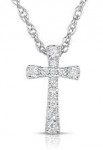 14K WHITE GOLD DIAMOND CROSS PENDANT .10ctw