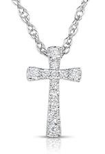 14K WHITE GOLD DIAMOND CROSS PENDANT .10ctw