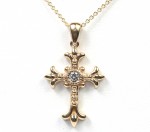 14K Bezel Set Diamond Cross with 18