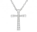 14K WHITE GOLD DIAMOND FLARED CROSS NECKLACE