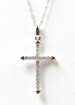 14K White Gold 1/5Ctw Diamond Cross Pendant