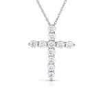 14K WHITE GOLD DIAMOND CROSS PENDANT