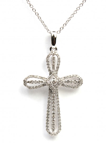 14K WHITE GOLD DIAMOND CROSS