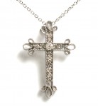 14K WHITE GOLD DIAMOND CROSS PENDANT