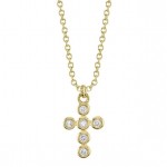 14K YELLOW GOLD DIAMOND BEZEL CROSS PENDANT