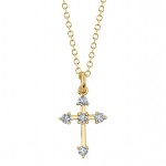 14K YELLOW GOLD DIAMOND CROSS NECKLACE