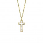 14K YELLOW GOLD BAGUETTE DIAMOND CROSS