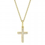 14K YELLOW GOLD DIAMOND CROSS NECKLACE