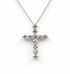 14K WHITE GOLD 3.48CTW  DIAMOND CROSS NECKLACE