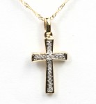 14K YELLOW GOLD DIAMOND CROSS PENDANT