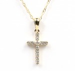 14K YELLOW GOLD DIAMOND CROSS PENDANT