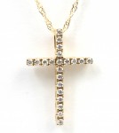 14K YELLOW GOLD DIAMOND CROSS PENDANT