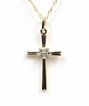14K YELLOW GOLD DIAMOND CROSS PENDANT