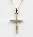14K YELLOW GOLD DIAMOND CROSS PENDANT