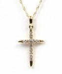 14K YELLOW GOLD DIAMOND CROSS PENDANT