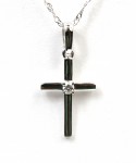 14K WHITE GOLD DIAMOND CROSS PENDANT