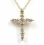 14K YELLOW GOLD DIAMOND CROSS PENDANT