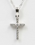 14K WHITE GOLD DIAMOND CROSS PENDANT