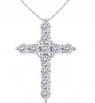 14K WHITE GOLD DIAMOND CROSS NECKLACE