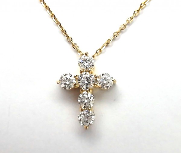 14K YELLOW GOLD DIAMOND CROSS