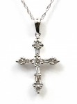 14K WHITE GOLD DIAMOND CROSS NECKLACE