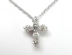 14K WHITE GOLD DIAMOND CROSS NECKLACE