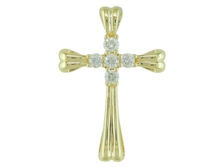 14K YELLOW GOLD DIAMOND CROSS PENDANT