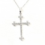 14K WHITE GOLD DIAMOND CROSS NECKLACE