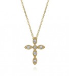 14K WHITE GOLD DIAMOND CROSS NECKLACE
