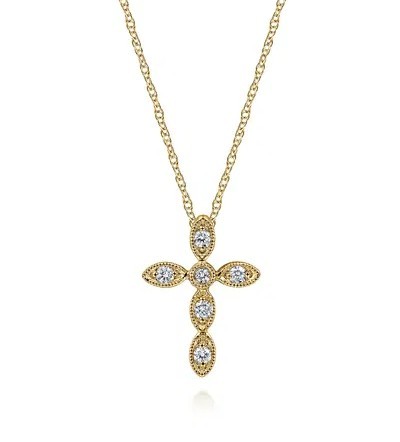 14K WHITE GOLD DIAMOND CROSS NECKLACE