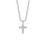 14K WHITE GOLD DIAMOND CROSS PENDANT .10CTW