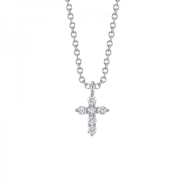 14K WHITE GOLD DIAMOND CROSS PENDANT .10CTW