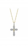14K YELLOW GOLD .17CTW DIAMOND PAVE CROSS WITH SPARKLE CHAIN