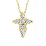 IDEAL COLLECTION 14K YELLOW GOLD DIAMOND CROSS PENDANT