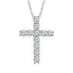 IDEAL COLLECTION 14K WHITE GOLD DIAMOND CROSS PENDANT