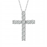 IDEAL COLLECTION 14K WHITE GOLD DIAMOND CROSS PENDANT