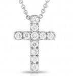 14K WHITE GOLD DIAMOND CROSS PENDANT