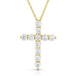 14K YELLOW GOLD DIAMOND CROSS PENDANT