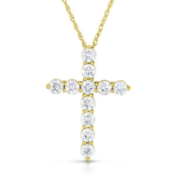 14K YELLOW GOLD DIAMOND CROSS PENDANT