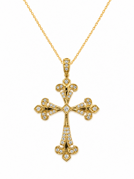 10K YELLOW GOLD DIAMOND CROSS