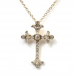 14K YELLOW GOLD DIAMOND CROSS PENDANT